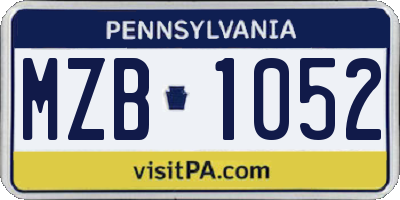 PA license plate MZB1052
