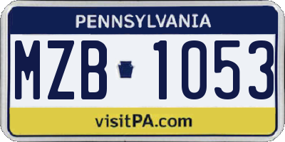 PA license plate MZB1053
