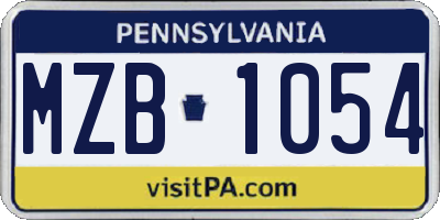 PA license plate MZB1054