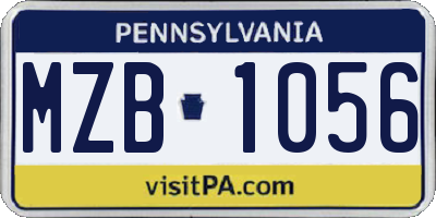 PA license plate MZB1056