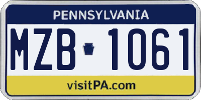 PA license plate MZB1061