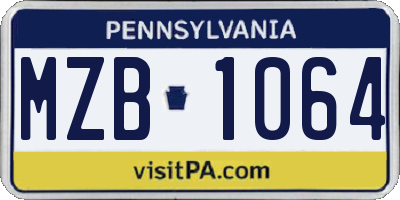 PA license plate MZB1064