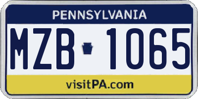 PA license plate MZB1065