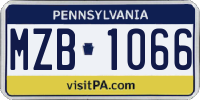PA license plate MZB1066