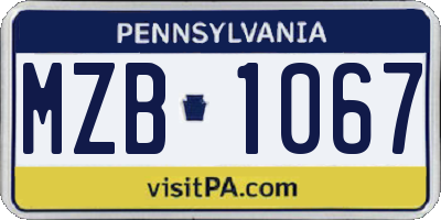 PA license plate MZB1067