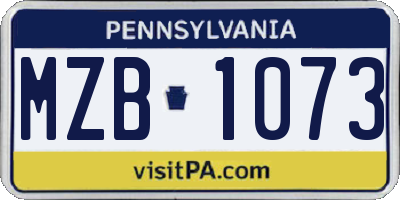 PA license plate MZB1073