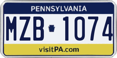 PA license plate MZB1074