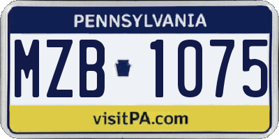 PA license plate MZB1075
