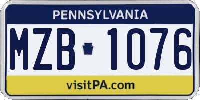 PA license plate MZB1076