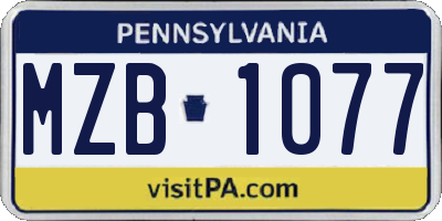 PA license plate MZB1077