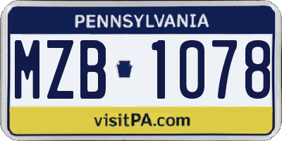 PA license plate MZB1078