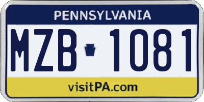PA license plate MZB1081