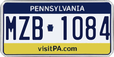 PA license plate MZB1084