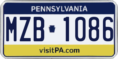 PA license plate MZB1086