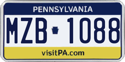 PA license plate MZB1088
