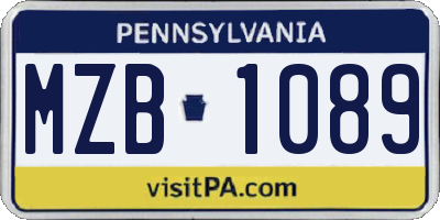 PA license plate MZB1089