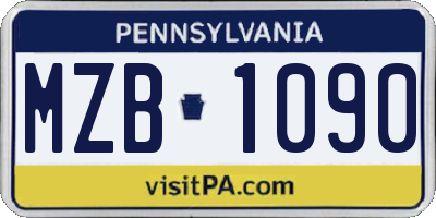 PA license plate MZB1090