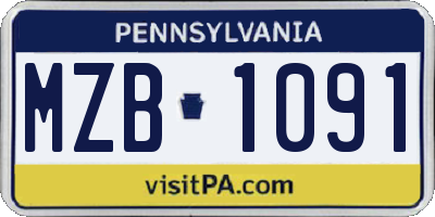 PA license plate MZB1091