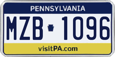PA license plate MZB1096