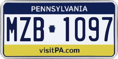 PA license plate MZB1097