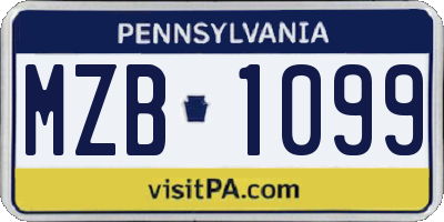 PA license plate MZB1099