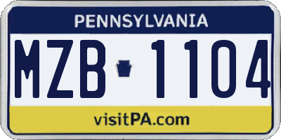PA license plate MZB1104