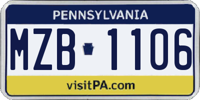 PA license plate MZB1106