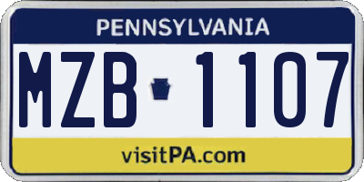 PA license plate MZB1107