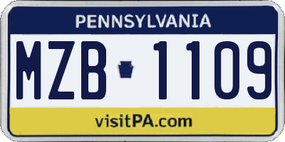PA license plate MZB1109