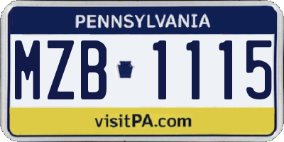 PA license plate MZB1115