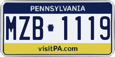 PA license plate MZB1119