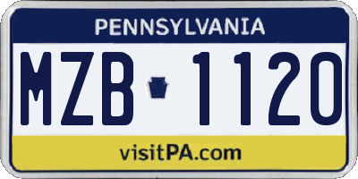 PA license plate MZB1120