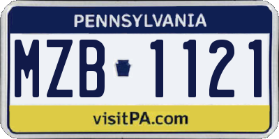 PA license plate MZB1121
