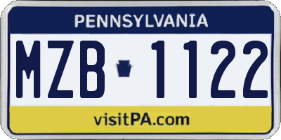 PA license plate MZB1122