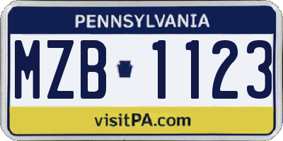PA license plate MZB1123