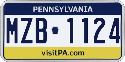 PA license plate MZB1124