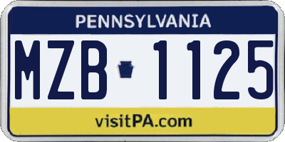 PA license plate MZB1125