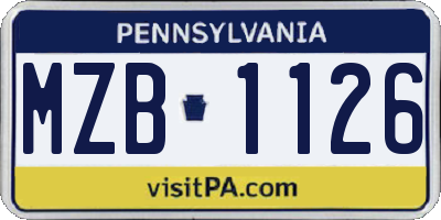 PA license plate MZB1126