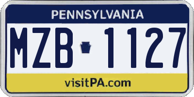 PA license plate MZB1127