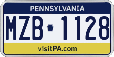 PA license plate MZB1128