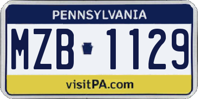 PA license plate MZB1129