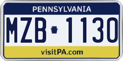 PA license plate MZB1130
