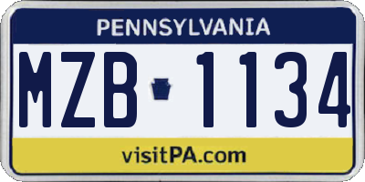 PA license plate MZB1134