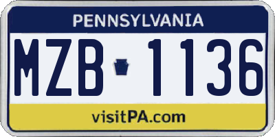 PA license plate MZB1136