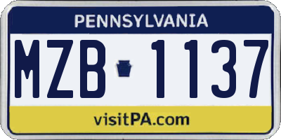 PA license plate MZB1137