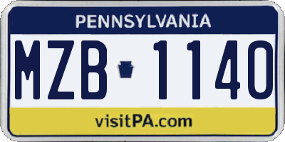 PA license plate MZB1140