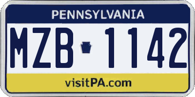 PA license plate MZB1142