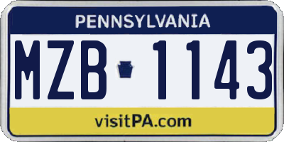 PA license plate MZB1143