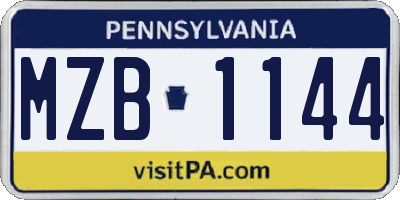 PA license plate MZB1144