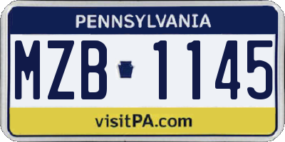 PA license plate MZB1145